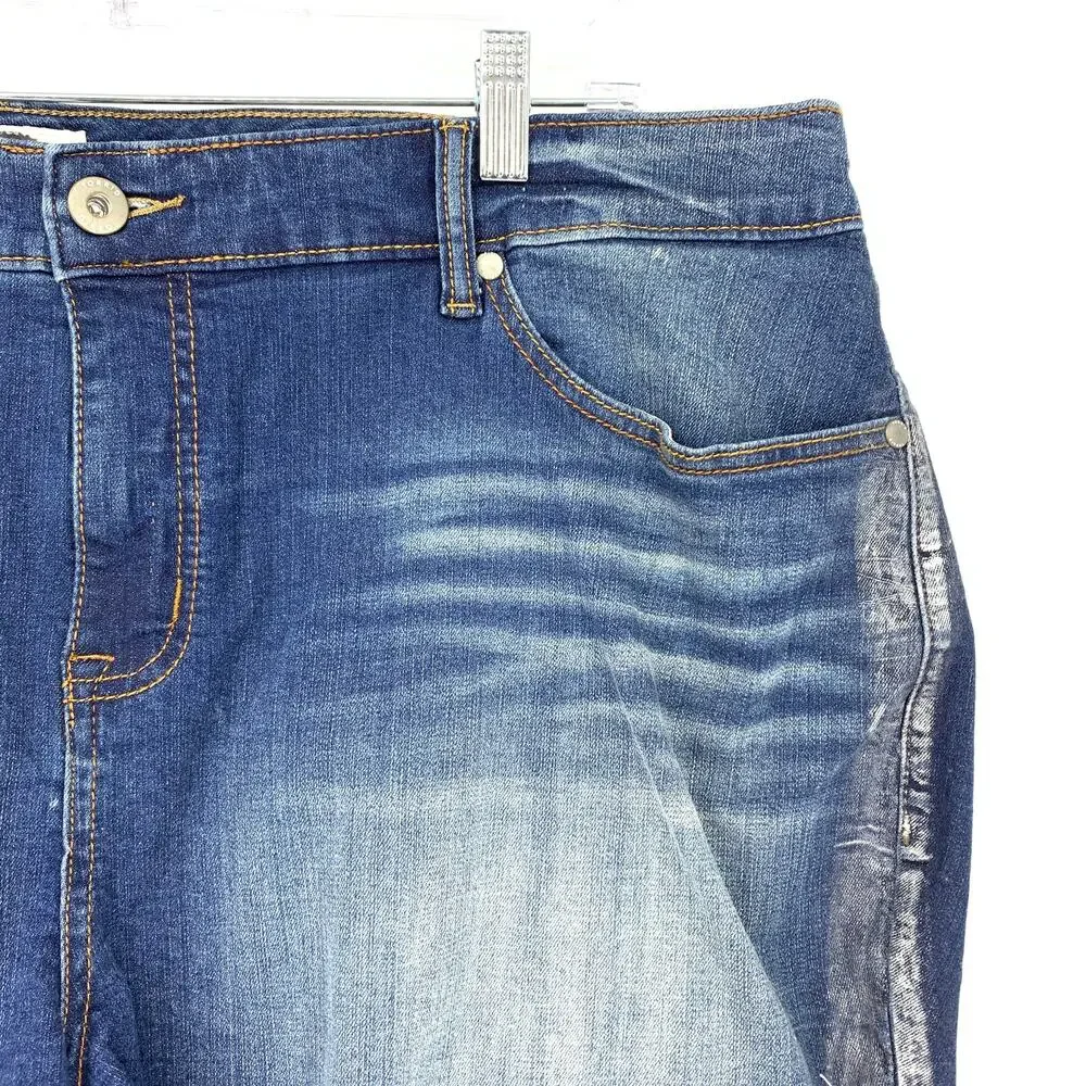 Torrid Shorts Women's Size 26 Metallic Stripe Davenport Denim Cut-Off Frayed Hem